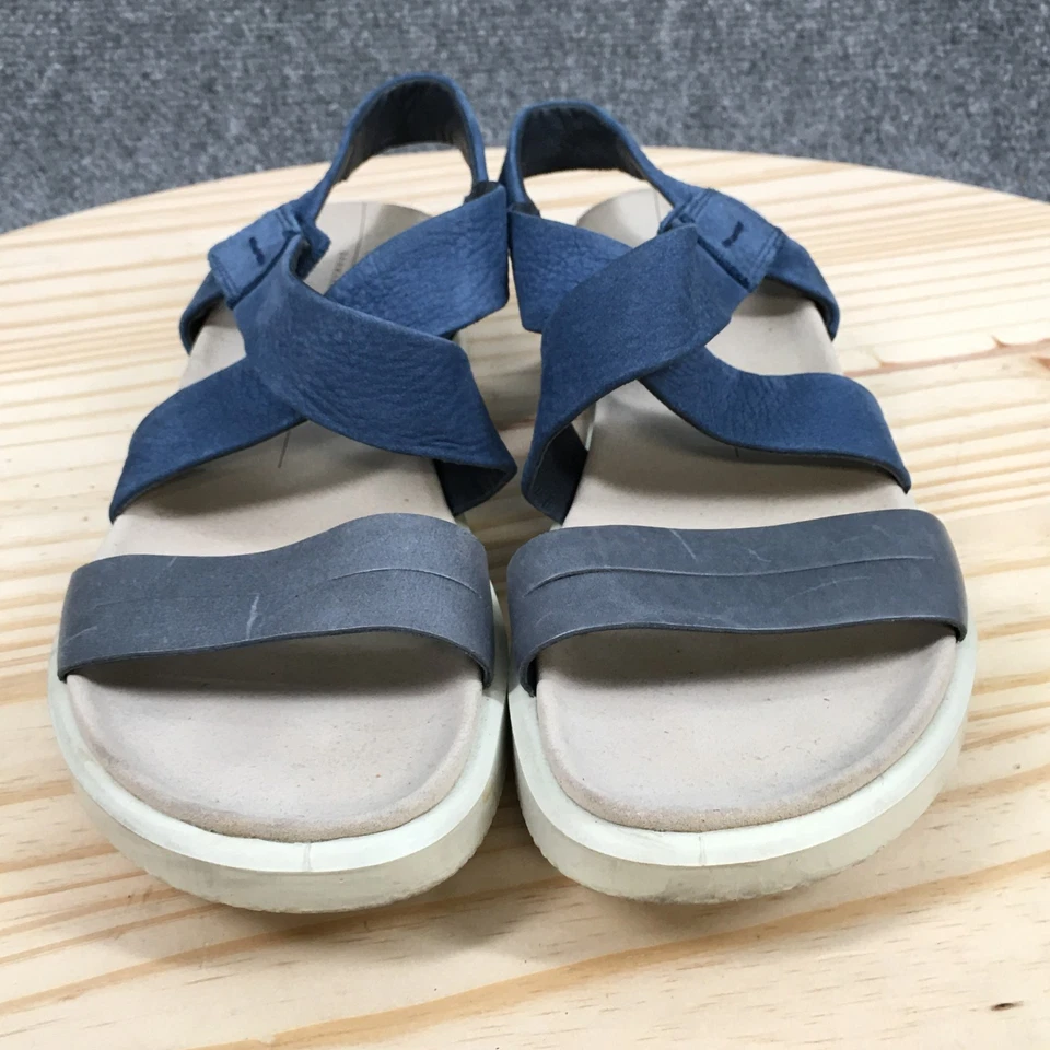 Sandalias ECCO para mujer 39 fluidas informales cómodas con tiras de cuero azul planas Foto 4 de 4