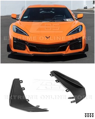 For 23-Up Corvette C8 Z06 Z07 ABS Plastic - CARBON FLASH Side Canards Dive Plane