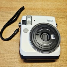 Fujifilm Instax Mini 70 Instant Camera White 60mm Lens Works Needs CR2 Batteries