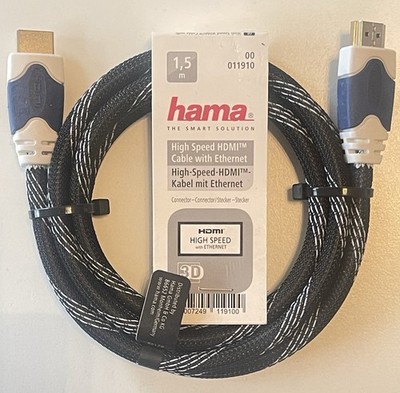 Hama High Speed 4K UHD 3D HDMI Kabel Ethernet Gewebe vergoldet Qualität 1,5m