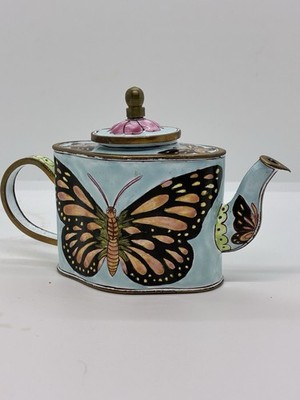 KELVIN CHEN Enamel Mini Miniature Copper Teapot Big Butterfly Nature 1803