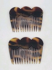 Vintage Goody Hair Side Combs Faux Tortoise Shell Scalloped 2" Lot of 2 USA