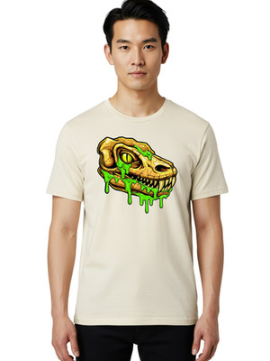 Dinosaur-Skull Mens Graphic Tee, 100% Cotton, Casual Summer Wear