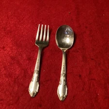 Vintage “Oneida” Baby Fork & Spoon, Very nice, 4 1/4 In.