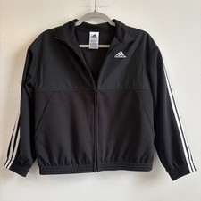 adidas Women  s Loose Fit Full Zip Track Jacket Black/White Size M