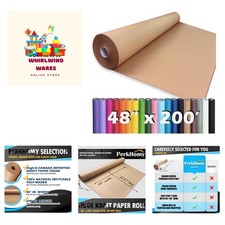 PerkHomy 48" x 2,400" 200' Brown Kraft Paper Roll for Craft Bulletin Board Pa...