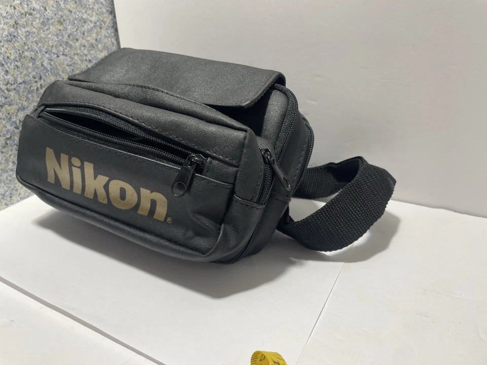 Bolso Bandolera Nikon Cámara Riñonera Cintura Negro Nylon Vintage Cuero NUEVO Foto 2 de 4