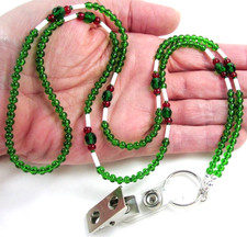 Handmade CHRISTMAS COLORS Badge Holder Beaded LANYARD NECKLACE