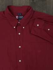 Chaps Easy Care Mens Long Sleeve Size 2XL Button Up Collar Red Shirt Crest Logo