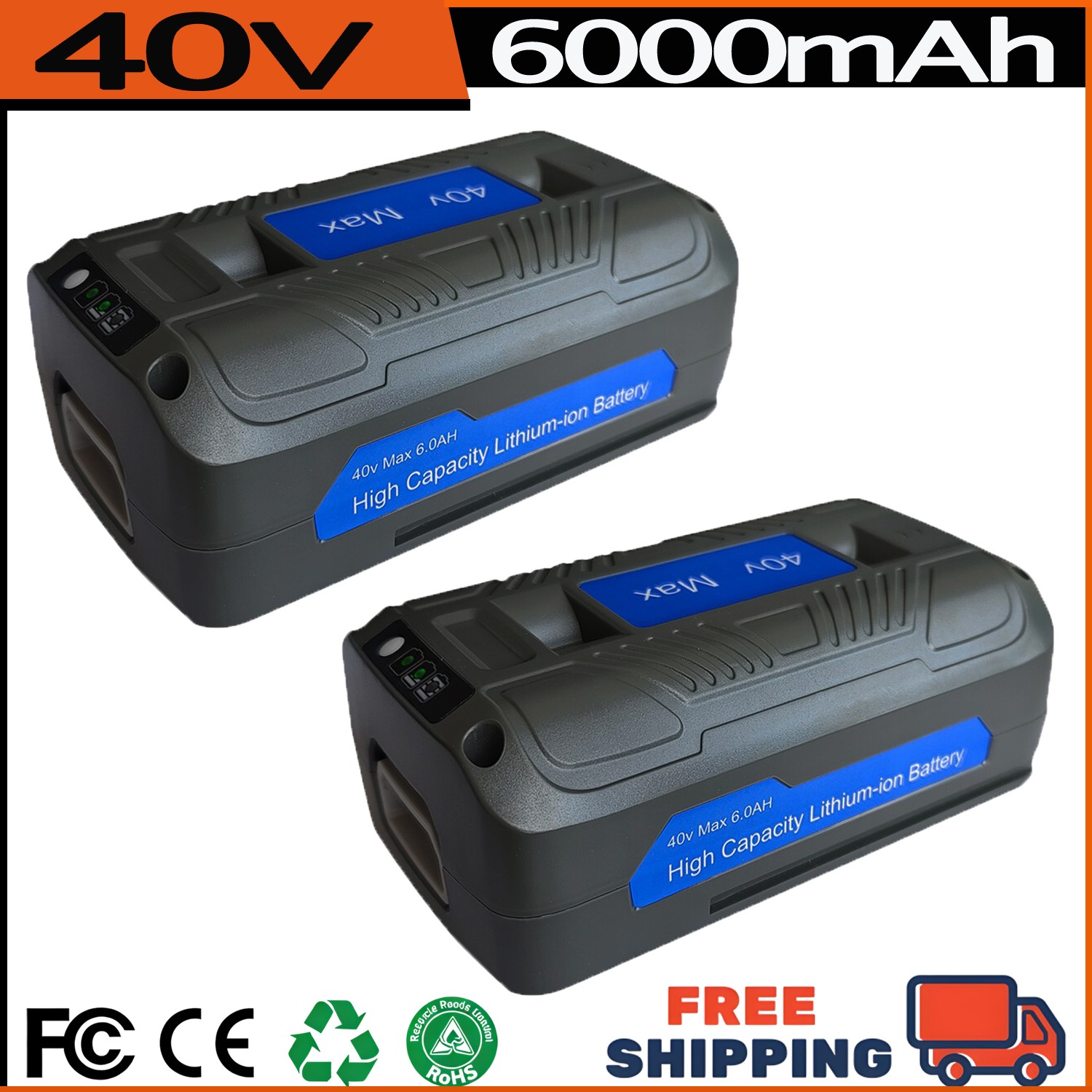 2X For Snow Joe/Sun Joe - iON 40V Volt 6.0Ah Lithium-Ion Battery iBAT40