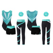 Girls Gymnastics Sparkle Gymnastics Leotard Ballet Dance Unitard Leggings Set