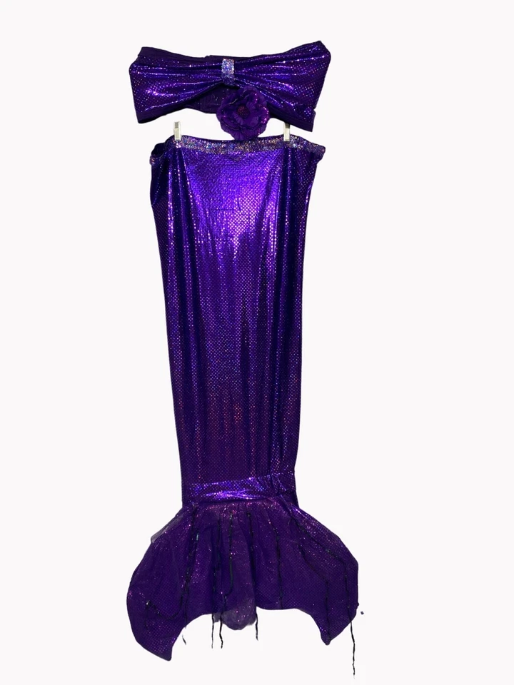 Mermaid Merman Purple Sparkle 3 Piece Adult L XL Costume Drama Dept As Is - Image 2 of 4