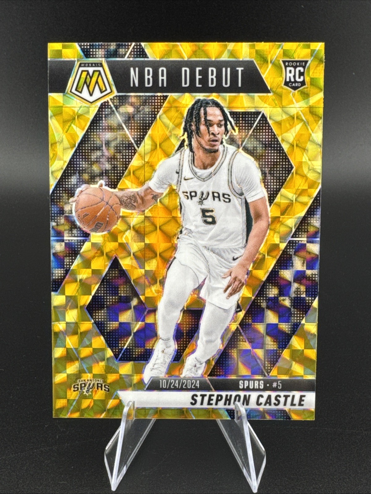 2024-25 Panini Mosaic - City Edition Stephon Castle #290 Reactive Yellow Mosaic