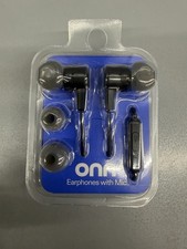 onn In-Ear Earphones Black Built-In Mic Replaceable Tips 3.5mm Double