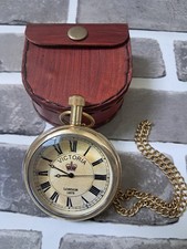 Victoria 1875 Antique Brass Pocket Watch   Vintage Timepiece with Leather Box