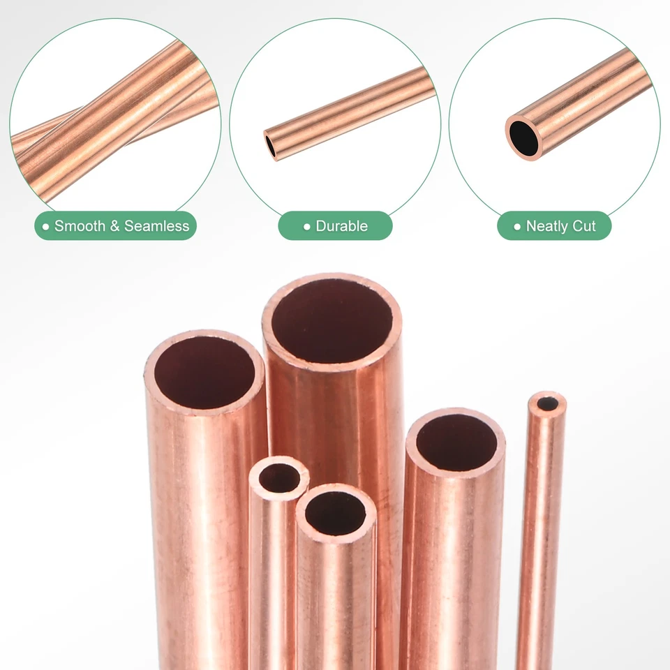 6 Pack Copper Round Tube, 2/3/4/5/6/7mm OD 0.5mm Thick 200mm Length Pipe - Image 2 of 4