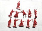 11 VINTAGE MARX REVOLUTIONARY WAR JOHNNY TREMAIN PLAYSET RED BRITISH TROOPS  .