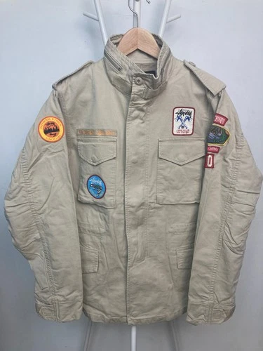 VTG Deadstock 2000’s Stussy Gear Japan Cotton M65 Field Jacket Khaki Outdoors - product listing photo