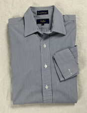 Vintage 90s SULKA Stripe Button Up Shirt 15.5 100 Cotton Blue England Made