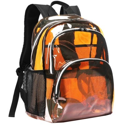 Large Clear Backpack, Heavy Duty PVC, Transparent, Stadium Approved, School Bag