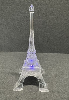 Eiffel Tower Acrylic Plastic Christmas Figurine LED Light Changing Colors