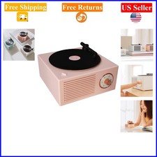 Pink Vintage Bluetooth Speaker  Retro Vinyl Record Player Style for Girls