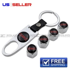 VALVE STEM CAPS + KEYCHAIN WHEEL TIRE SILVER  - US SELLER