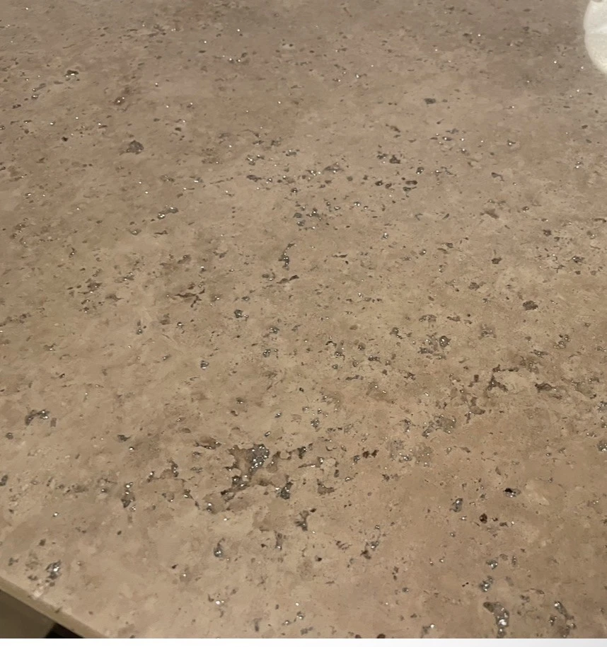 Travertine Marble Indoor Dining table, seats 6 - 8. 200 x 106 x 75cm - Image 4 of 4