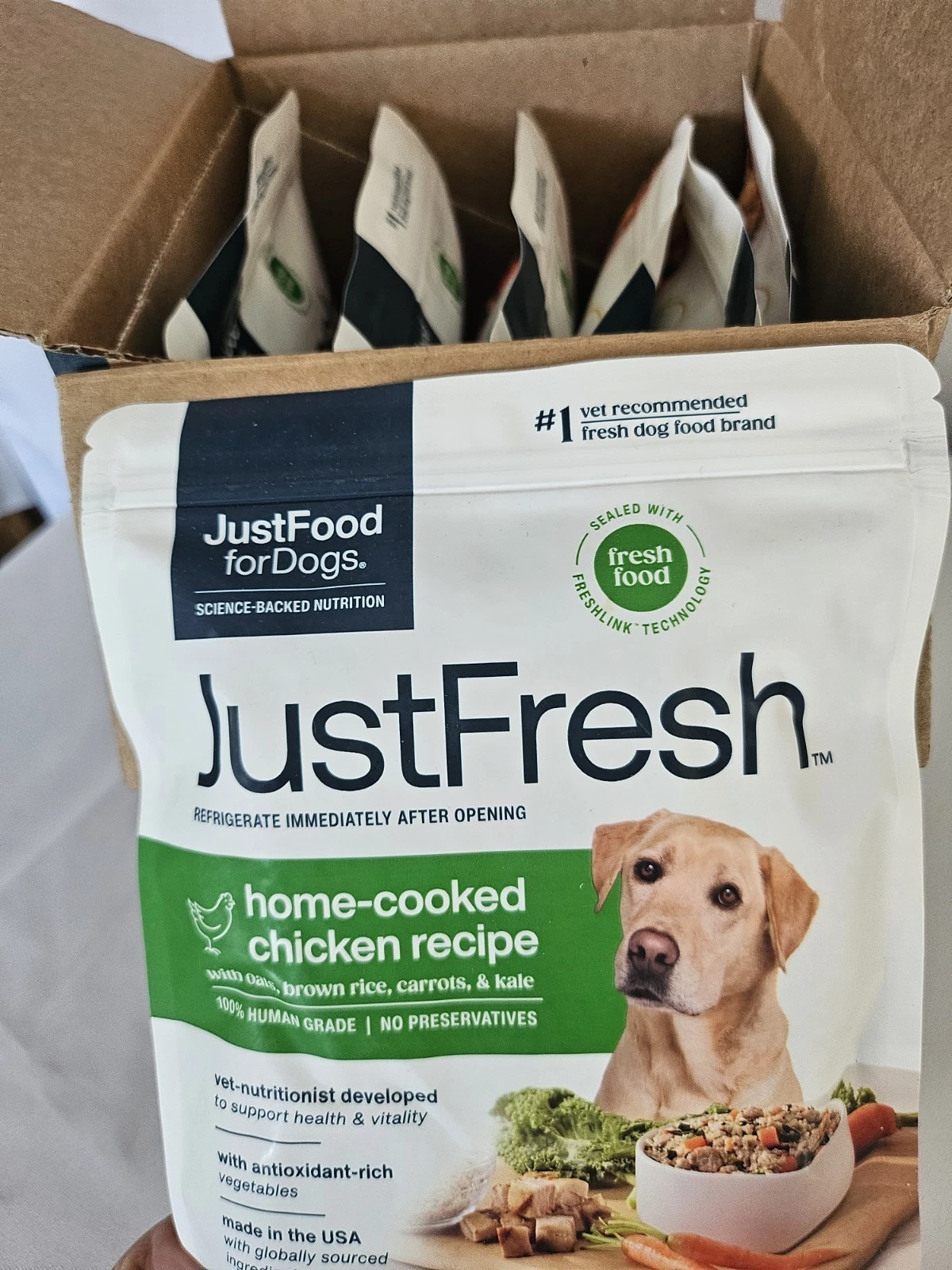 JustFoodForDogs JustFresh Wet Dog Food Home-Cooked Chicken, 12 oz - 7 Packs