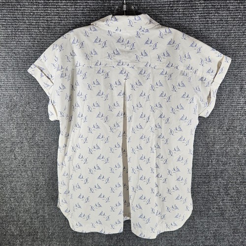 Vineyard Vines Top Womens 12 Blue White Sailboat Cotton Popover Collar Beach - Picture 6 of 6