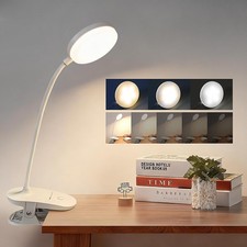 Clip On Clamp Light for Bed Headboard,Rechargeable Desk Lamp,3 Colors White/...
