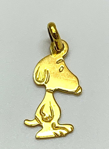 Collana con ciondolo Snoopy in oro 18 carati top 1,2 g vintage usata dal Giappone - Foto 2 di 9