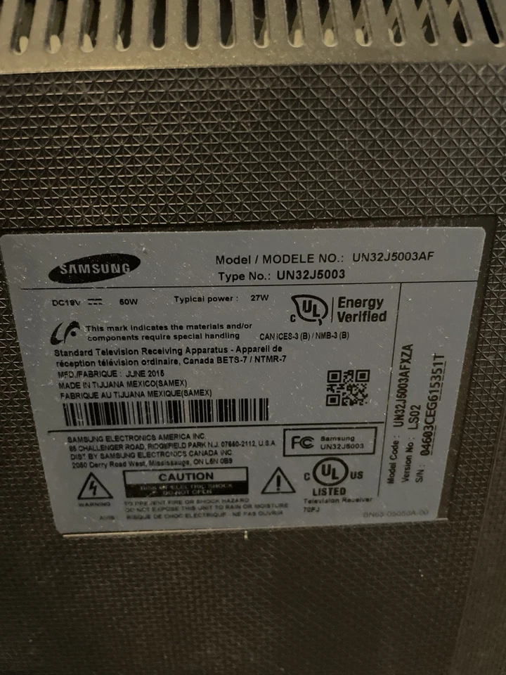 Samsung 32” LED TV UN32J5003AF w/ Power Adapter & Wall Mount Bracket - Image 3 of 4