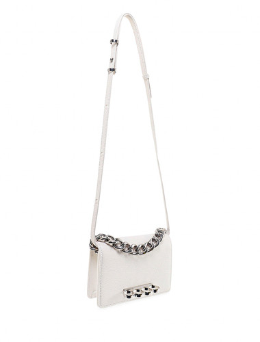 $2390 Alexander McQueen White Four Ring Mini Chain Crossbody Bag