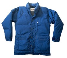 Vintage North Face Puffer Down Jacket Blue Brown Label 70s Rare Mens Large