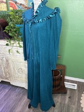 Vtg Teal Ruffled Satin Trimmed JC Penny Nightgown-S Feminine Victorian Cottage