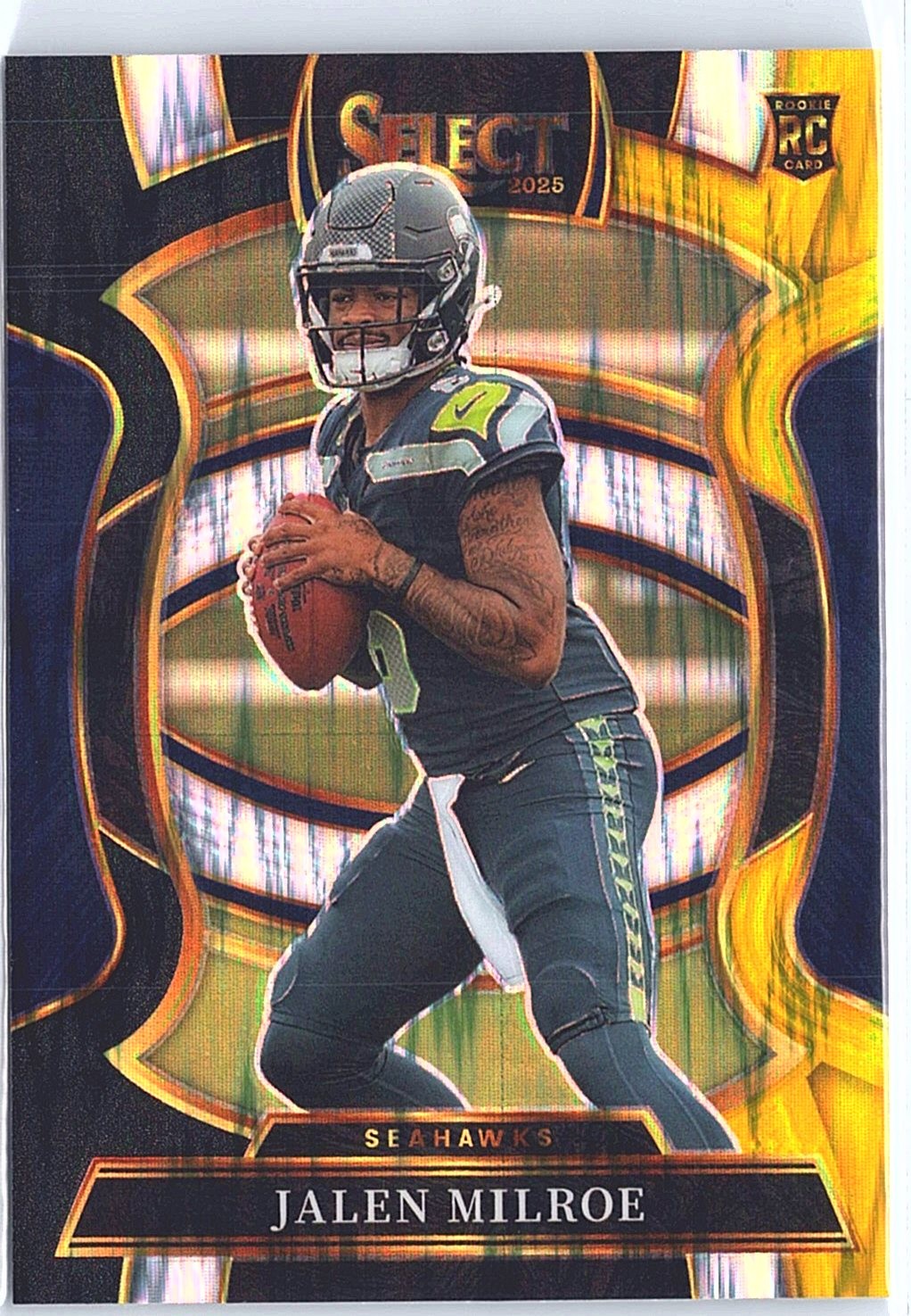 2025 Panini Select Jalen Milroe #14 Black and Gold Prizm Shock