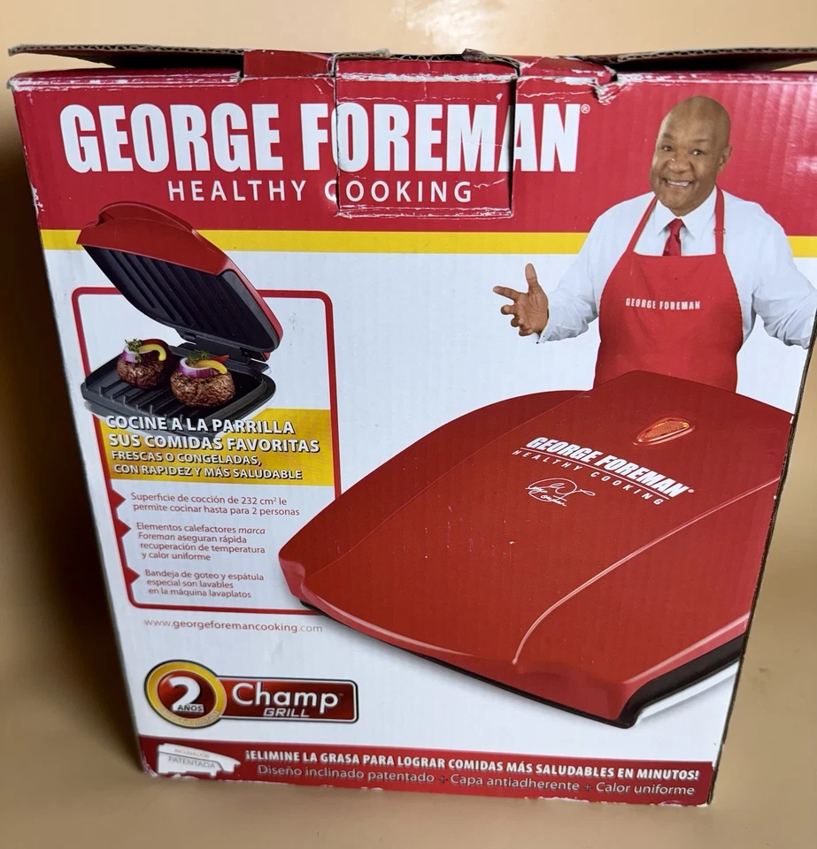 George Foreman Champ Grill – Healthy Cooking, Red (Model GR0036R) - Image 3 of 4
