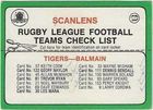 1978 Nrl Rugby League Scanlens Checklist - BALMAIN TIGERS