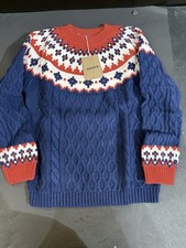 Mini Boden Kids' Eleanor Fair Isle Sweater in the Navy Cable Size 9-10Y NWT