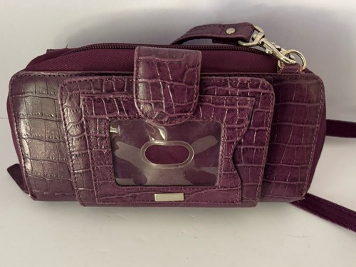 WalletBe Wallet Crossbody Purple Zip Snap Genuine Leather - Picture 4 of 5