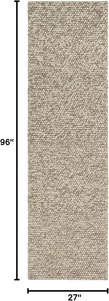 Natura Collection Runner Rug - 2'3" x 8', Beige, Handmade Wool Blend, Texture... - Image 3 of 4