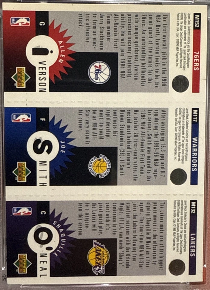 1996-97 Upper Deck Collector's - Mini - Allen Iverson 🔥Shaquille O’neal 🔥Novato Foto 3 de 4