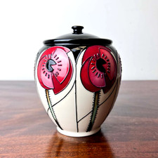 Moorcroft Trial Cinco rot Deckeldose 401/5 Form von Nicola Slaney