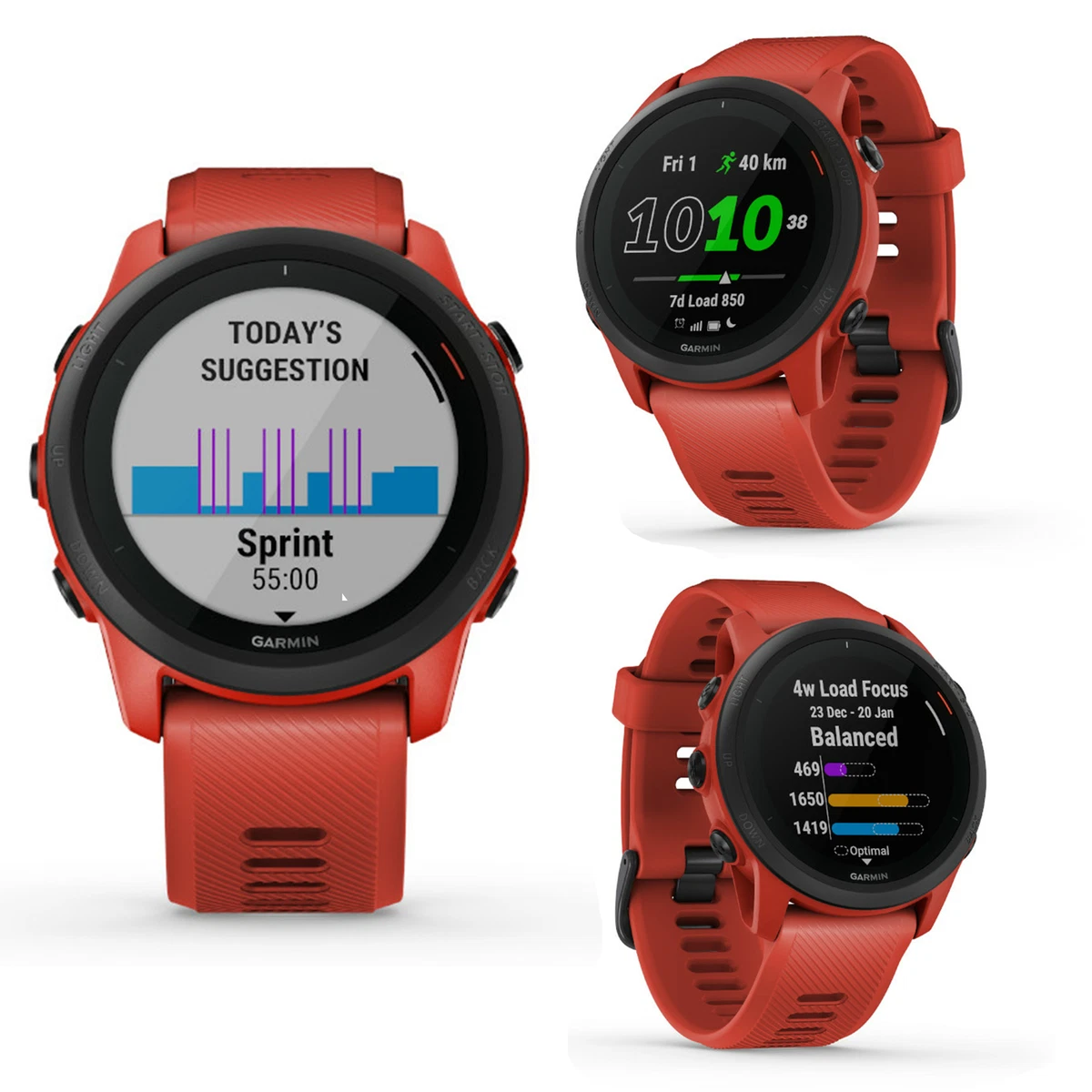 Garmin Forerunner FR 745 Red GPS Muli Sports Triathlon Smartwatch Run Cycle  Swim