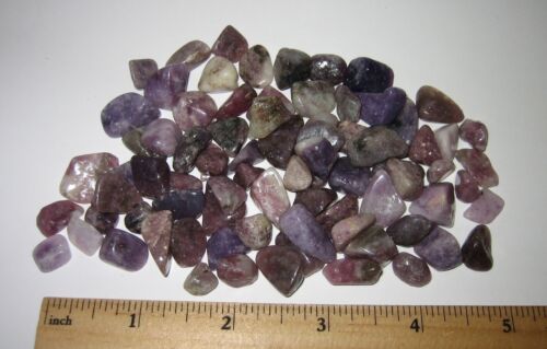 78 TUMBLED POLISHED SMALL NATURAL 0.3"- 0.7" PURPLE LEPIDOLITE STONES 105.2grams