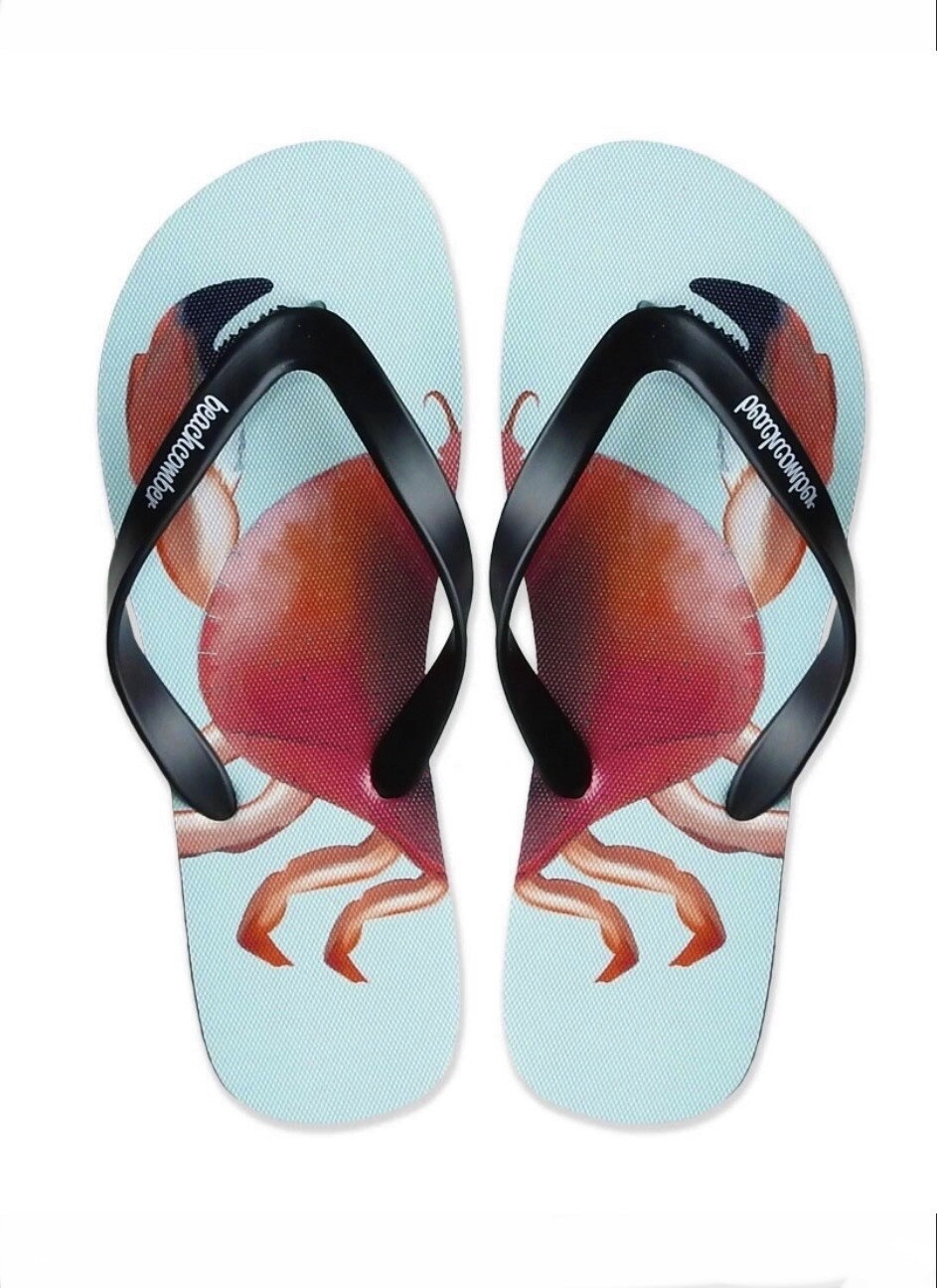 Chanclas Beachcomber de goma natural azul agua cangrejo rojo para hombre talla 13 NUEVAS