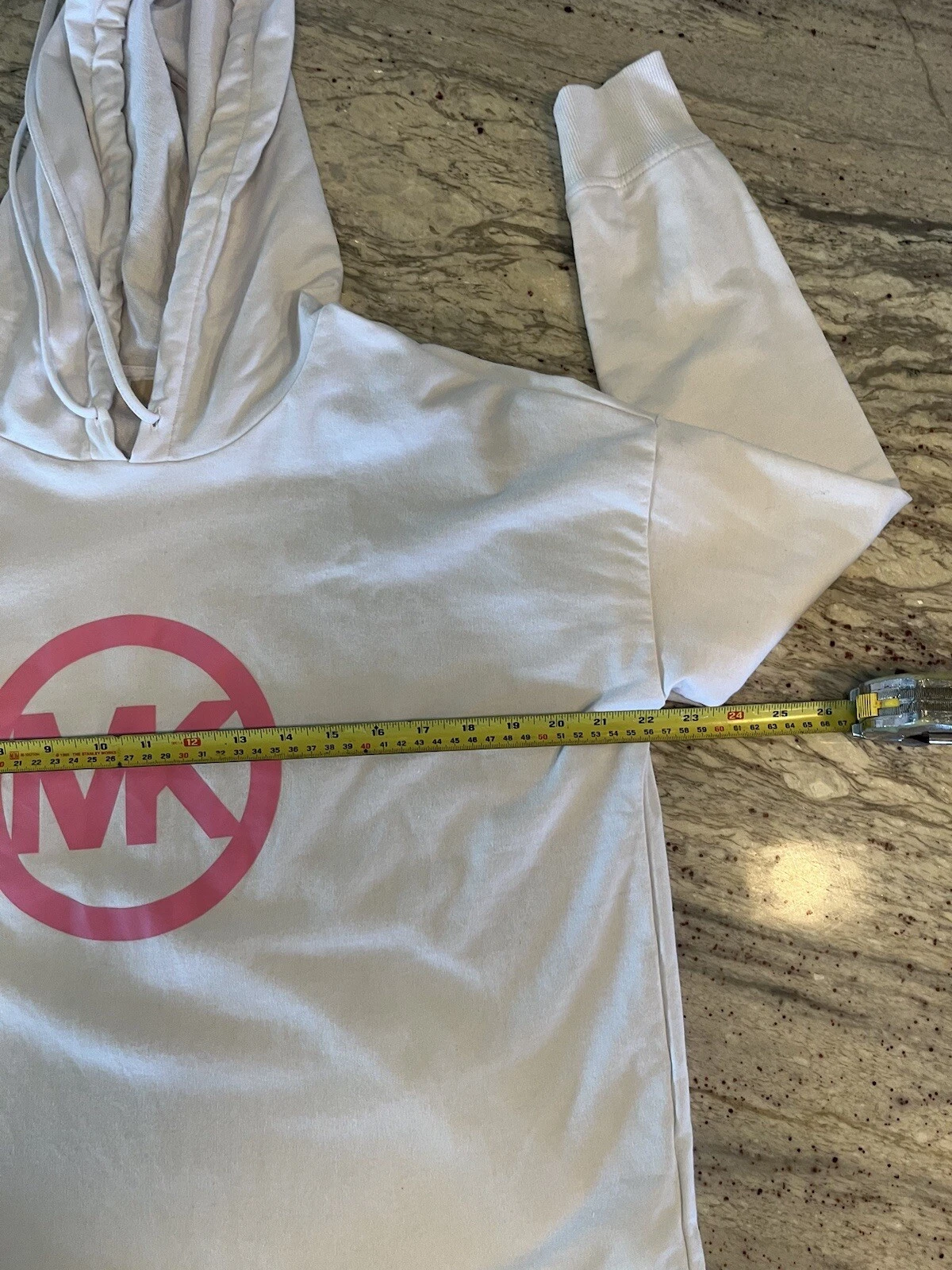 Felpa con cappuccio pullover Michael Kors rosa MK logo bianco donna taglia media