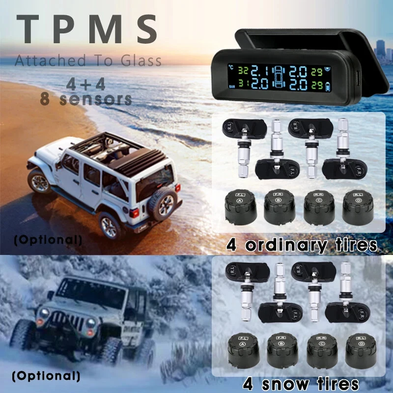 TPMS Wireless HD Solar Charge Car Tire Pressure Alarm Monitor System Display - Image 2 of 4