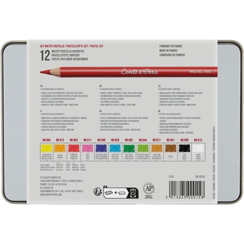 Conte a Paris Pastel Pencil Tin Set of 12 Assorted Colours - Picture 2 of 5